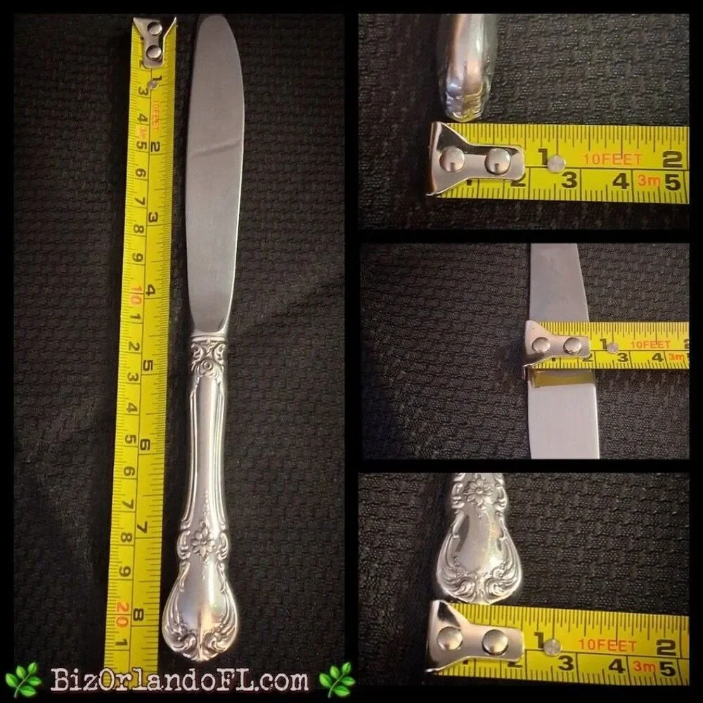 VINTAGE: Set of 8 Silverplated / Hollow Handle Dinner Knives Unmarked